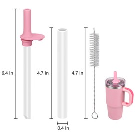 NCYOEW Replacement Straws Compatible With YAYA 12oz My First Travel Tumbler with 1 Cleaning Brush, Pack of 4 (Rose Red)