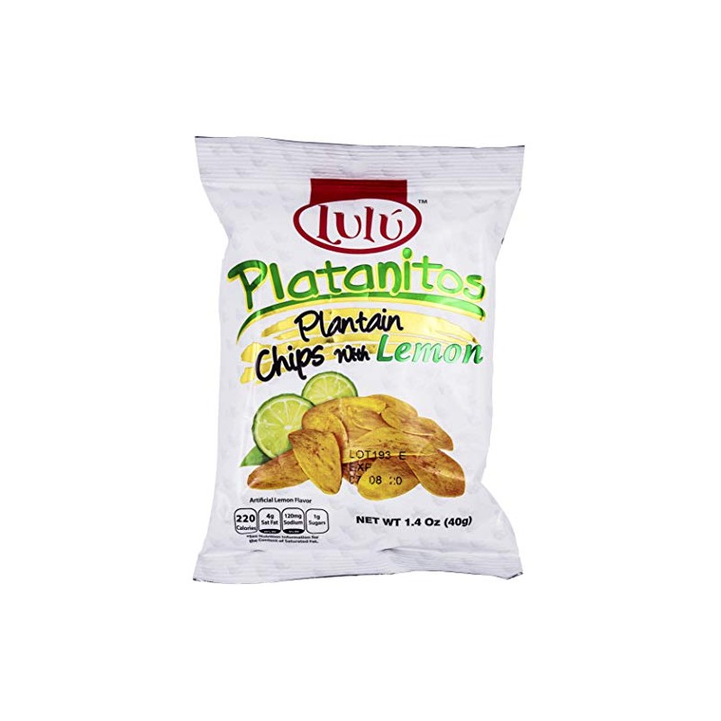 LULU Platanitos, Plantain Chips with Lemon, Gluten-Free, 1.4oz Bag (Pack