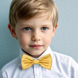 Branduce Gold Bow Ties for Boys Pre Tied Toddler Bow Tie Adjustable Silk Blend Kids Bowties for Wedding Party (BB12-42)