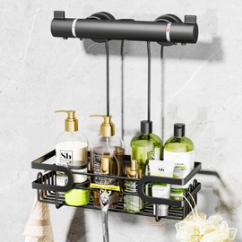 HapiRm Duschablage Ohne Bohren - Duschablage Zum Hängen Aufhängen an der Mischbatterie, Robustheit Duschregal zum Hängen für Shampoo und Duschgel, Duschkorb zum Hängen für das Badezimmer Schwarz