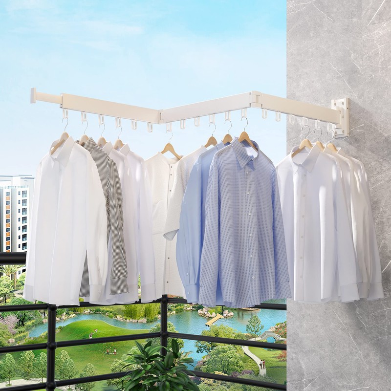 ZdwCyl Clothes Drying Rack Wall Mounted,Drying Rack Clothing,Clothes Hanging Rack,Retractable,Collapsible(Tri-Fold),