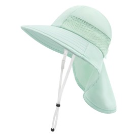 XIAOHAWANG Baby Sun Hats Toddler UPF 50+ Hat for Girl Boy Beach hat Kid Bucket Cap Infant Summer Caps Neck Flap (M(2-6 Years), Light Green)