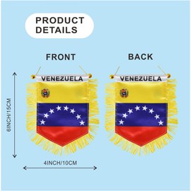 Venezuela Hanging Flag with Suction Cup Double Sided Mini 4x6 Inch Venezuelan Banner Decorations for Car Home Wall Door Window