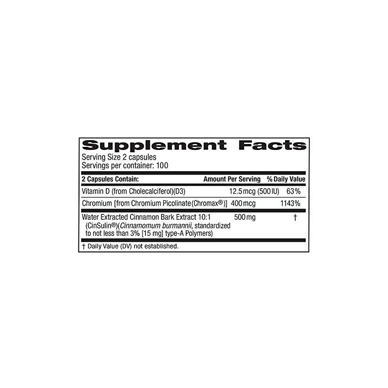 Generic Tru-Nature Cinsulin Advanced Strength Cinnamon Concentrate 500mg, 200 Vegetarian