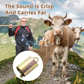 MJMX Large and Small Animal Bells Set – 2 Stainless Steel Large Bells + 4 Antique Bronze Small Bells for Cattle, Sheep, Pigs, Horses, and Pets – Loud, and Rust-Resistant