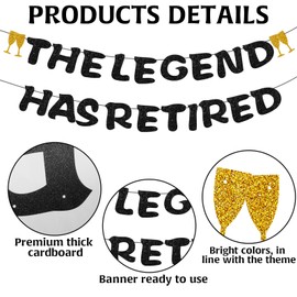 Pre Strung The Legend Has Retired Glitter Banner, Going Away Retirement Farewell Decorations Party Congratulations Banner, Retirement Gifts Men Women Party Decorations Happy Retirement Banner