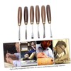 Tofficu 6pcs Walnut Handle Wood Carving Chisel Set Durable Hand