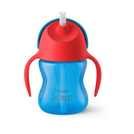 Philips Avent Vasito con popote flexible│con asas│Azul/Rojo│7 oz/200 ml│9 m+│1 pzs│SCF796/01