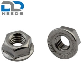 D2D Pack of 10 Flange Nuts with Locking Toothing Size: M12 - DIN 6923 / ISO 1661 - Stainless Steel A2 V2A | Collar Nuts