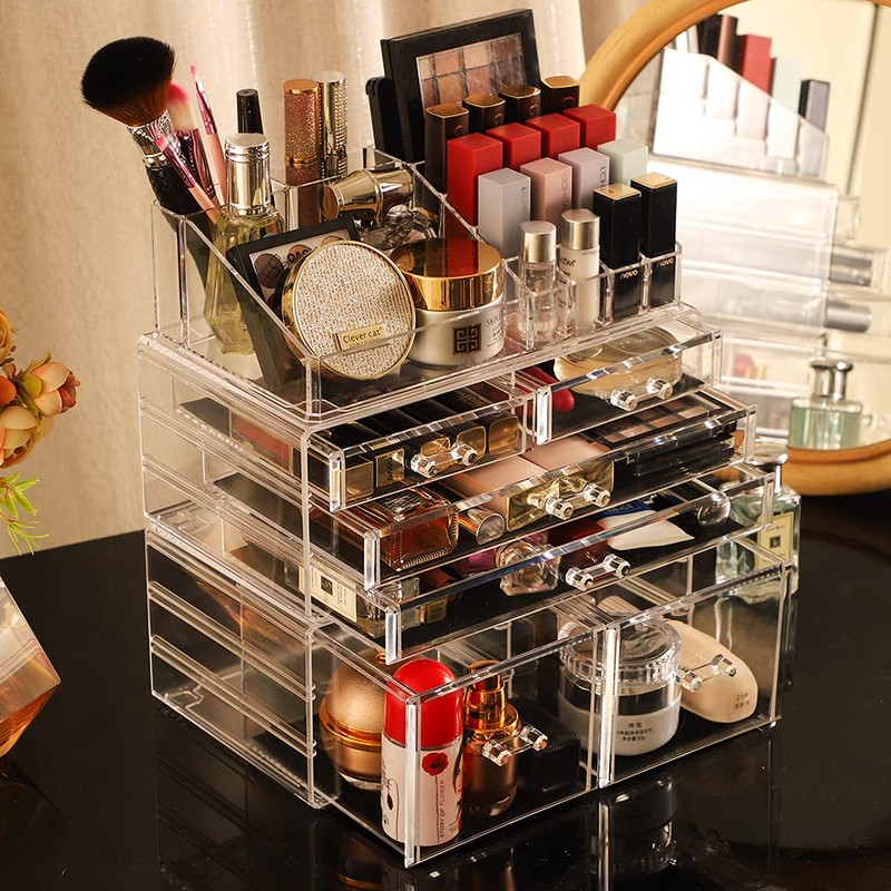 Cq acrylic 3 Pack Clear Makeup Storage Organizer,Stackable 6 Drawers