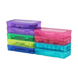 Naivees 9 Pack Clear Storage Box with Snap-Tight Latch Pencil Box Stackable Storage Bins Storage to Organize Tools,Jewelry and Small Handicrafts (Multicolor)