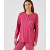 Damart Pull-on Cotton Pyjamas Women Nightwear Round Neck Long Sleeves