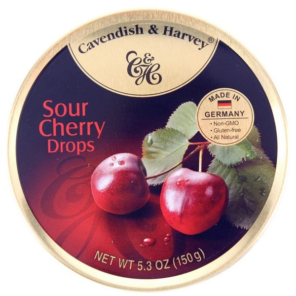 4 Pack Cavendish & Harvey Hard Candy Drops 5.3-ounce Tins (Sour Cherry)