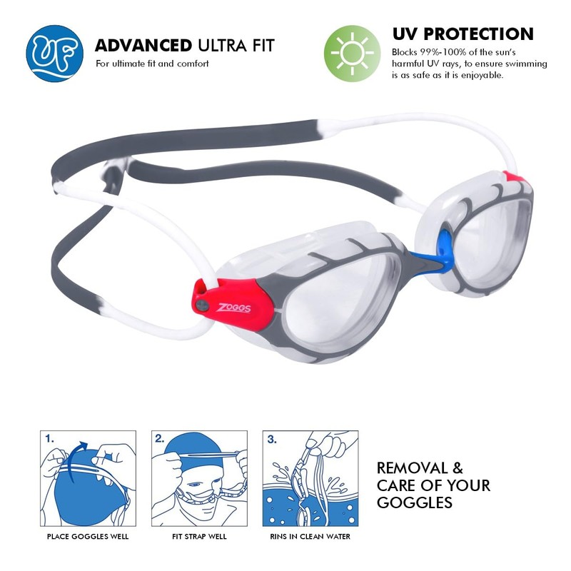 Zoggs Predator Goggles, UV Protection Swim Goggles, Quick Adjust Swim