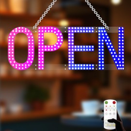 HETAIJIE 40"x14" Ultra-Bright LED Open Sign | App & Remote Control | Custom Colors and Timing | Visible from Afar | Dimmable & Flashing | Boost Foot Traffic