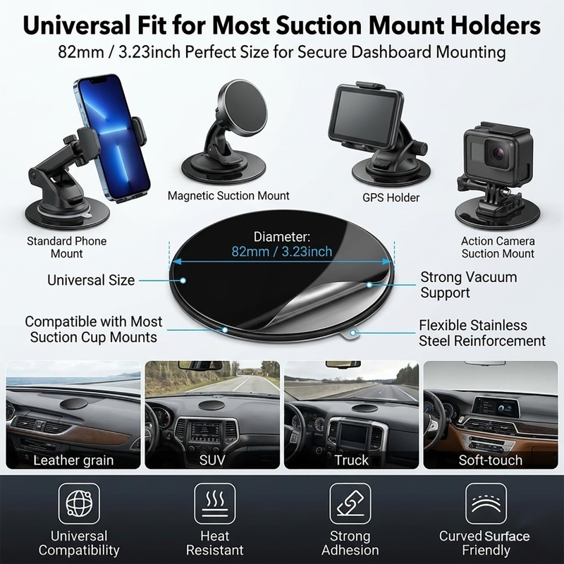 Smeyta Dashboard Phone Holder Pad 3PCS, Car Phone Holder Dashboard