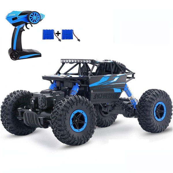 SZJJX RC Cars Off-Road Remote Control Car Trucks Vehicle 2.4Ghz 4WD Powerful 1: 18 Racing Climbing Cars Radio Electric Rock Crawler Buggy Hobby Toy for Kids Gift-Blue