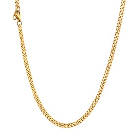 U7 Classic Curb Chain for Men and Women, Stainless Steel, 18 Carat Gold Plated, Cuban Link Chain, Hip-hop Chain, 3/6/9/12 mm Wide, Cuban Chain Necklace for Men, Boys 36 / 46 / 51 / 55 / 61 / 66 / 71 / 76 cm, Gold Plated