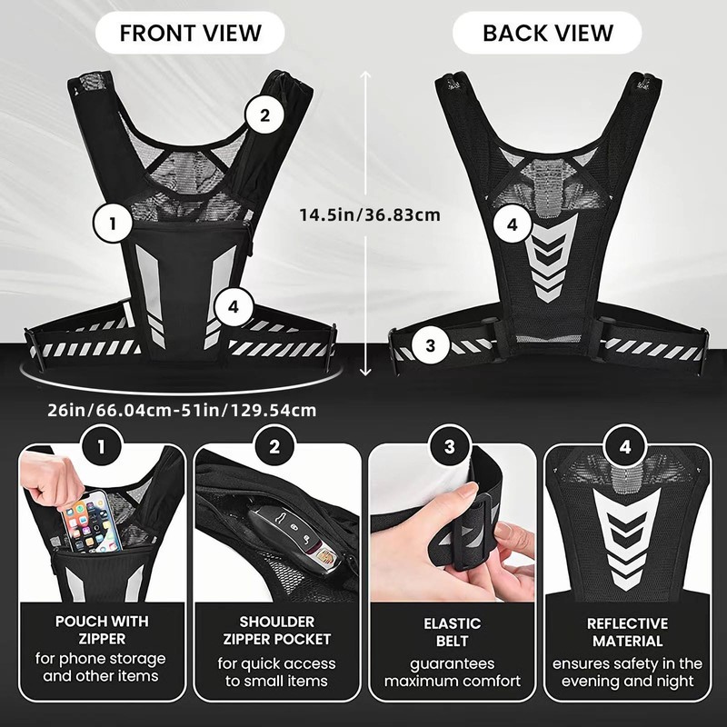 AANDD Running Vest with Phone Pocket Lightweight Adjustable Reflective Jogging