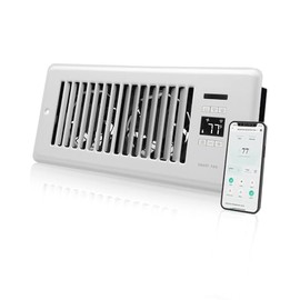 Super Quiet Register Booster Fan for 4" x 10" Register Holes, Smart Register Vent with Dual Intelligent Thermostat and WIFI App Control, Heating Cooling AC Vent Fan (White)