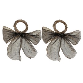 2 Pack Glitter Crystal Hair Scrunchies With Bow Ribbon Organza Scarf Boutique Bows Hair Bobbles Hair Ties Hair Bands for Girls Cheer,Dance Recital,Birthday Shirt,Themed Party Festivals (Black)