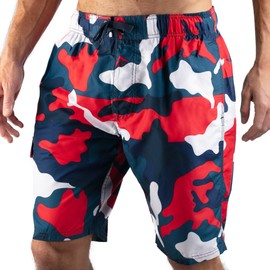 Kanu Surf Miles Swim Trunks (Regular & Extended Sizes), Surf Camo Denim, Large