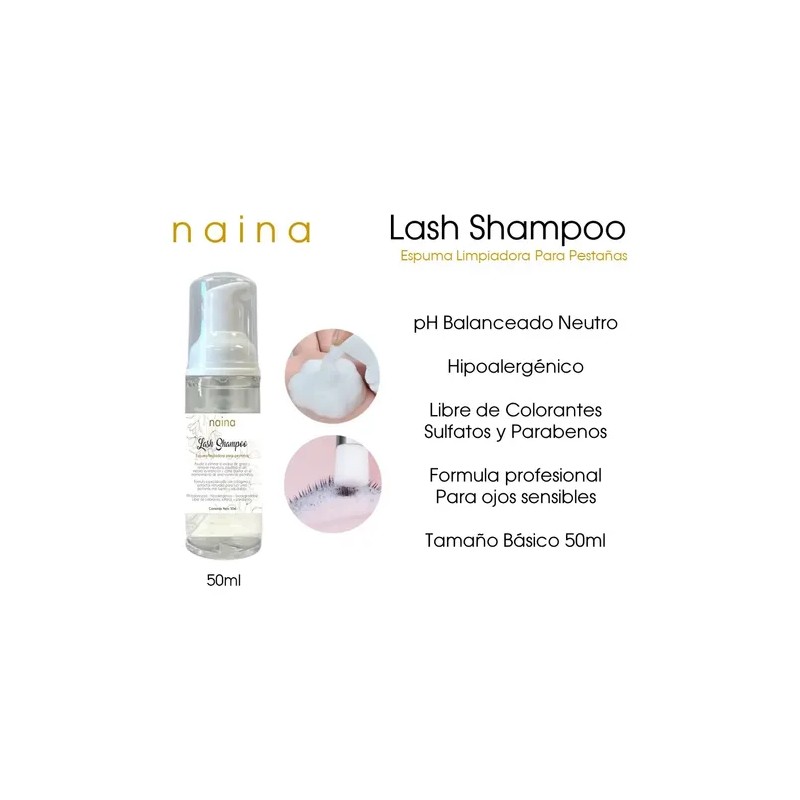 Lash Shampoo Neutro Limpieza Pestañas 50ml Brocha Pizeta