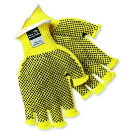MCR Safety 9369M Kevlar Regular Weight 7 Gauge Dotted Fingerless Gloves with PVC Dots On 2-Side, Yellow, Medium, 1-Pair