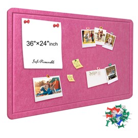 Yunihome Large Bulletin Board - Foldable 36x24 Inches Cork Board Alternative with 20 Push Pins, 3' x 2' Self-Adhesive Felt Bulletin Board for Wall, Home Office Classroom Decor