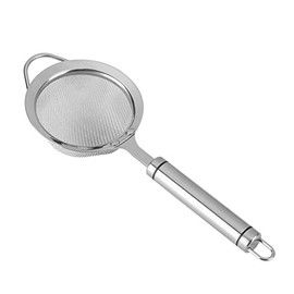 Fine Stainless Steel Mesh Strainer Kitchen Aid Food Strainer Sieve for Egg Tea Rice and Juice Deep-fry Use Length 26.5cm / 10.4inch Diameter 10cm / 3.9inch