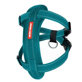 EzyDog Chest Plate No Pull Dog Harness – Escape Proof Harness with Reflective Stitching and Comfort Padding for Easy Walks, Training & Control - Car Restraint Included (Medium, Teal)