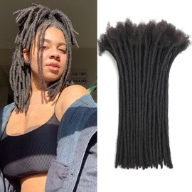 Loc Extensions Human Hair For Men/Women 8 Inch 0.4cm 20strands Width 100% Full Handmade Permanent Dreadlock Extensions Human Hair An Be Dyed Bleached Curled (100% Human Hair,Natural Black)