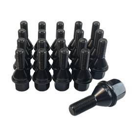 20pcs 611-005 6511051AA Wheel Lug Bolts M12x1.25 Upgrade 19mm Hex Length 28mm for 14-23 Jeep Cherokee (Black)