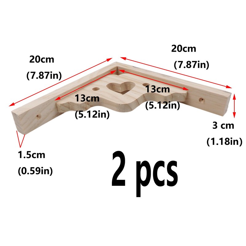 Antrader 2PCS Wooden Shelf Brackets,8" Wall Mount Natural Wood Bracket,Solid