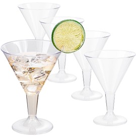 Liacere 24 Pack Christmas Plastic Martini Glasses - 6.25oz Disposable Cocktail Glasses - Plastic Margarita Glasses - Red and Green Cocktail Glasses Perfect for Party & Christmas