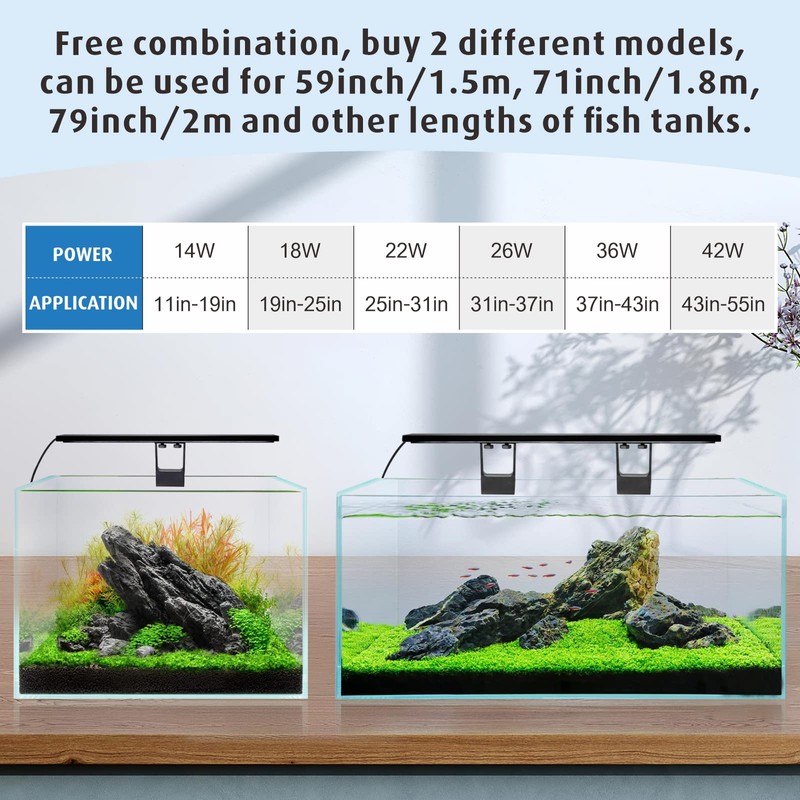 hygger Clip On Full Spectrum Aquarium LED Light, 18W Day-Night