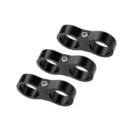 REPAIROCK 3pcs Aluminum Alloy AN12 Car Hose Separator Clamp Fuel Line Connector for Oil Fuel Hose Black Auto Replacement Parts