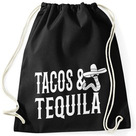 MoonWorks Tacos & Tequila Worm Sombrero Tequilla Mexican Gym Bag, black