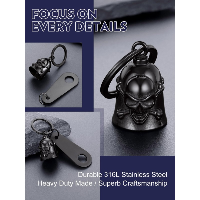 Bandmax Keyring Motorcycle Bell Stainless Steel Motorcycle Bell Keyring Viking