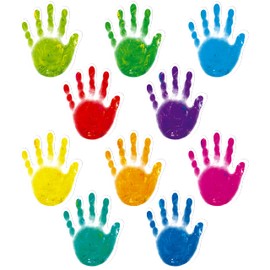 60 Pieces Colourful Hand Prints, Hand Accents, Cutouts, Pin Board, Classroom Decoration in 10 Colours, Crafts, Project, Party Supplies for Kids, Teachers, Students, Back to School, 13 x 10 cm
