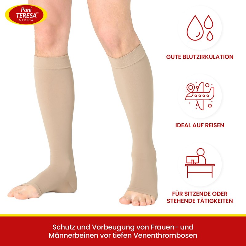 Medical Compression Socks and Thrombosis Stockings with Open Toe for