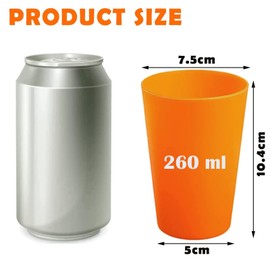 Hikrxya 30 Pack Reusable Plastic Cups, 260 ml Plastic Drinking Cups, Bright Multi Coloured Plastic Tumblers Set for Children Kids, Outdoor, Parties, Picnics, Camping, BBQ’s, Travel, Kitchen