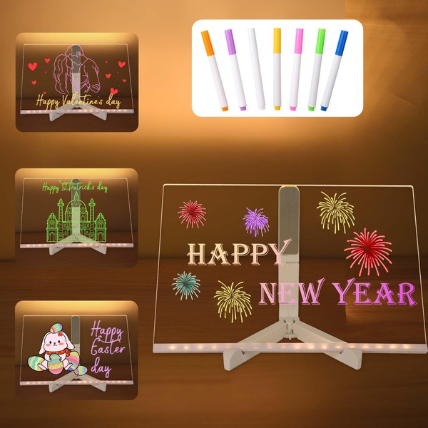 Acrylic Dry Erase Board with Light 11.8’’ x 7.9’’, Led