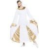 Danzcue - Vestido para mujer, blanco-dorado, S