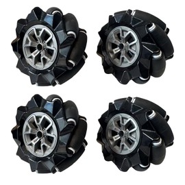 Premium Mecanum Wheels, 4WD Omnidirectional Wheels, 97mm Omni Directional Tire with 4pcs Metal 4mm Coupling Motor Connector for AGV Robot Car Chassis, Robotic Moving Platform Robot Parts DIY Kit