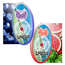 icMentol - 200 multi-purpose menthol marbles, menthol capsules, aromatic balls, scented ball, blueberry aroma combination (100 blueberry + 100 watermelon)