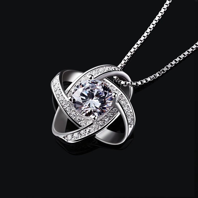 B.Catcher Women's Necklace, Jewellery, Pendant, 925 Sterling Silver Twist Cube