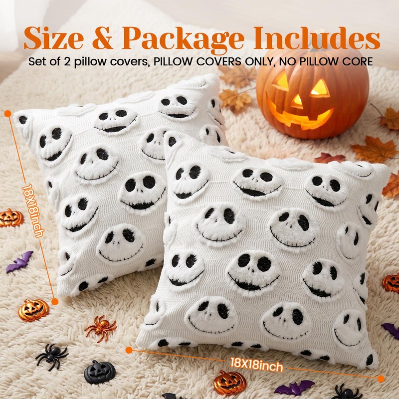 2PCS Halloween Pillow Covers 18x18Inch Nightmare Be Christmas Decor
