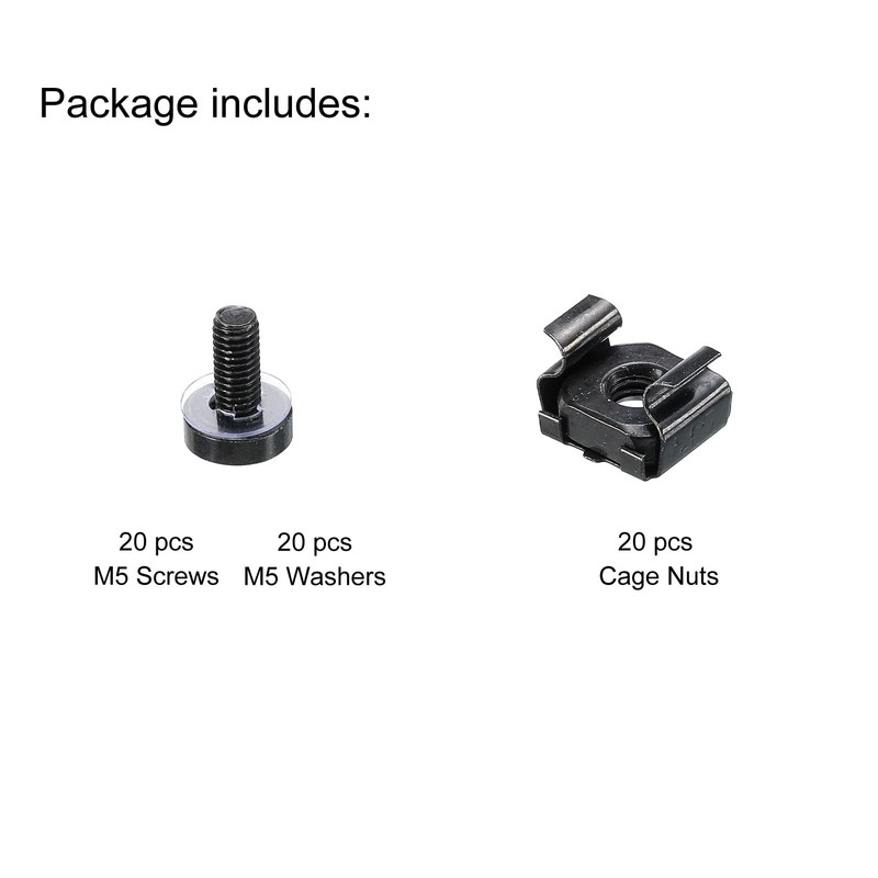 PATIKIL Rack Mount Cage Nuts M5x10mm Mounting Screws Iron Zinc
