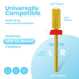 MagiBling Small Barrel Nail Drill Bits Round Top, 3/32'' Safety Tungsten Carbide Bits, Two-way Rotation, Suitable for Manicure Pedicure Cuticle Gel Polishing, Technicians Bits, Grit: Fine.